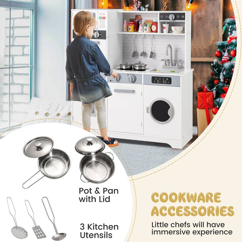 Gymax ids Play Kitchen Toy Set w/ Water Dispenser Sink Faucet