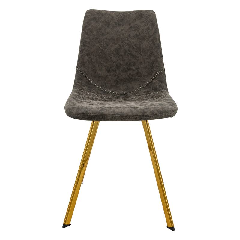 Markley Leather Dining Chair Set of 2 With Gold Metal Legs Modern Accent Side Chair