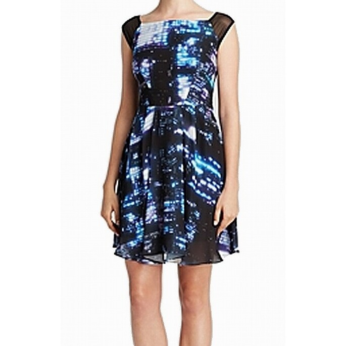 Shop Milly Women S Blue Black Mesh Galaxy Abstract Print 8 Sheath