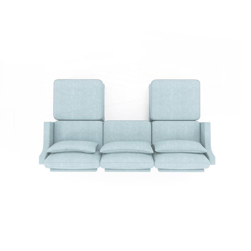 Three-Seater Sofa with 2 Movable Ottomans