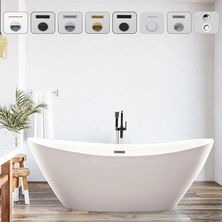 Vanity Art White Acrylic 71" Soaking Bathtub