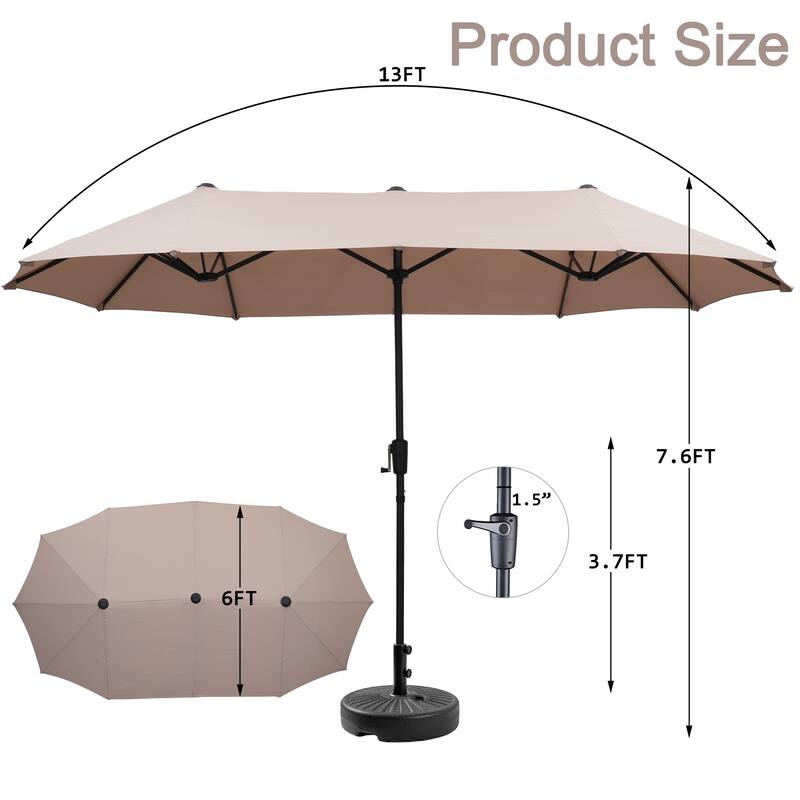 Autlaycil 13 ft Patio Umbrella with Crank For Outdoor Umbrella Base Included