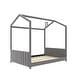 preview thumbnail 12 of 14, Full Velvet House Bed with Wood Frame & Roof