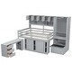 preview thumbnail 10 of 27, Full Size Wooden Loft Bed with Rolling Desk, Wardrobe, Storage Staircase, Drawers and Shelves, Space-Saving Solution, Grey