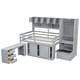 preview thumbnail 10 of 12, Gray Full Size Wooden Loft Bed with Integrated Wardrobe, Under-bed Desk, and Shelves