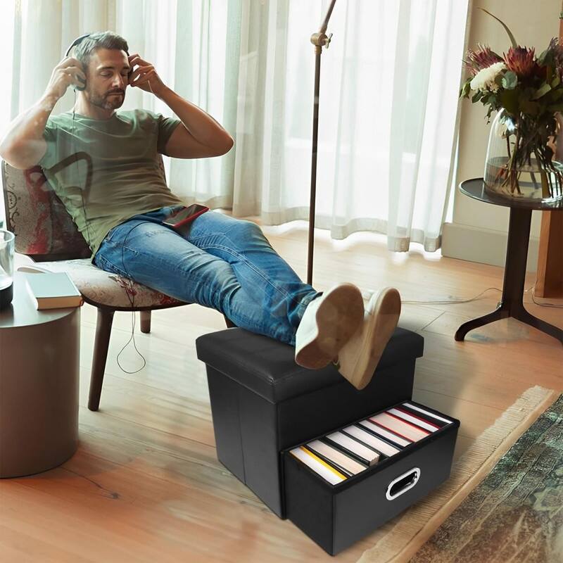 17 inches Leather Folding Footrest Ottomans