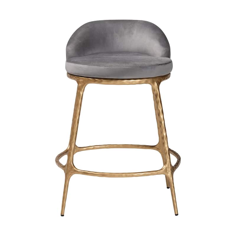 Aarush Counter Stool - Modern Rustic Seating with Hand-Forged Metal Frame and Low Back for Kitchen Island or Lounge