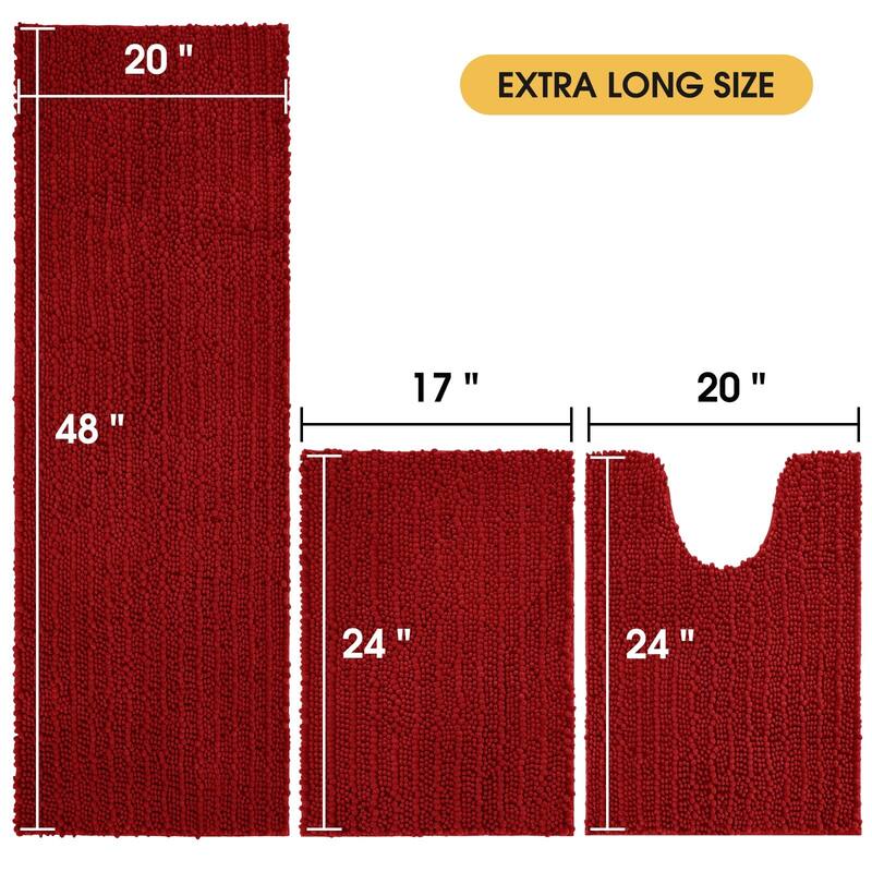 Upgrade Extra Large Red Bathroom Rug Set 3 Pieces Ultra Soft, Thick