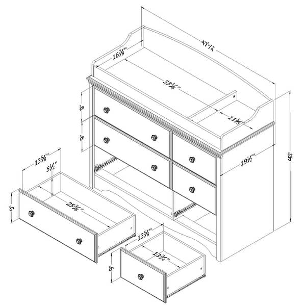 South Shore Angel Changing Table 6-drawers, Weathered Oak - N/A