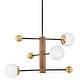 preview thumbnail 1 of 7, Lark 83573 Auggie 3 Light 31" Wide Abstract Chandelier with Etched Bright Brass / Walnut