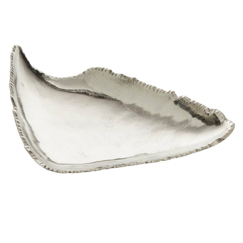 Aluminum Metal Live Edge Living Room Decor Tray - Silver - CosmoLiving by Cosmopolitan