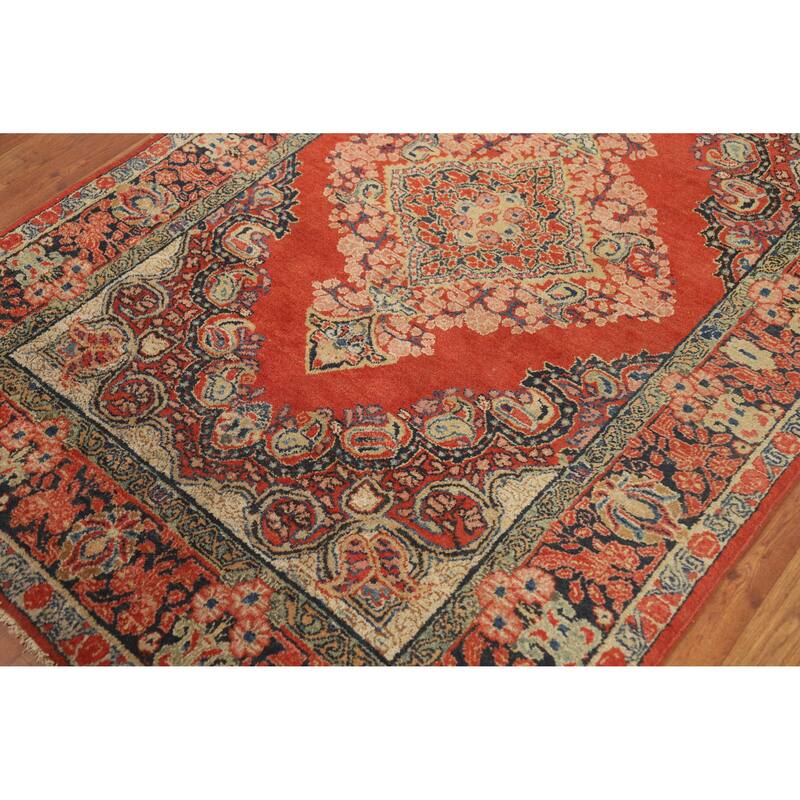 Sarouk Persian Rug Handmade Wool Carpet - 4'2" x 6'6"