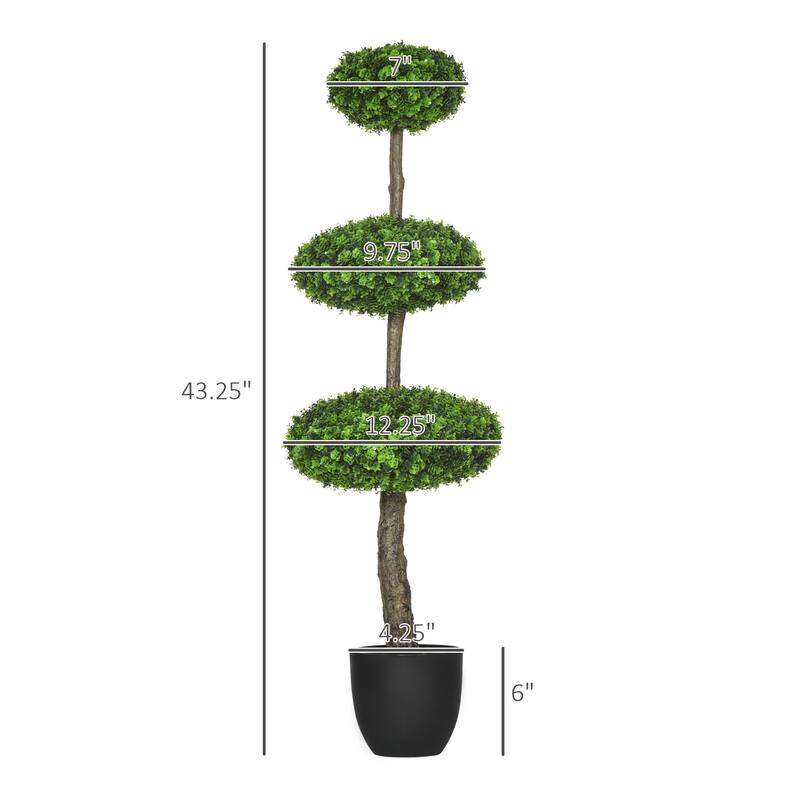 Set of 2 Artificial Boxwood Topiary Trees in Pots, Artificial Plants Faux Trees