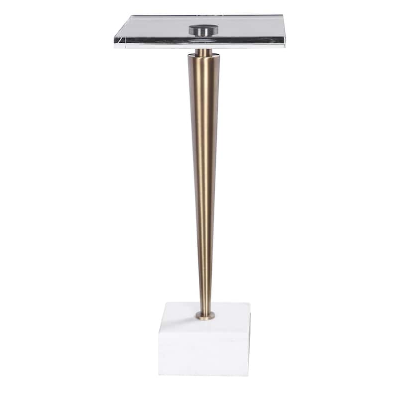29" White and Gold Contemporary Square Drink Table