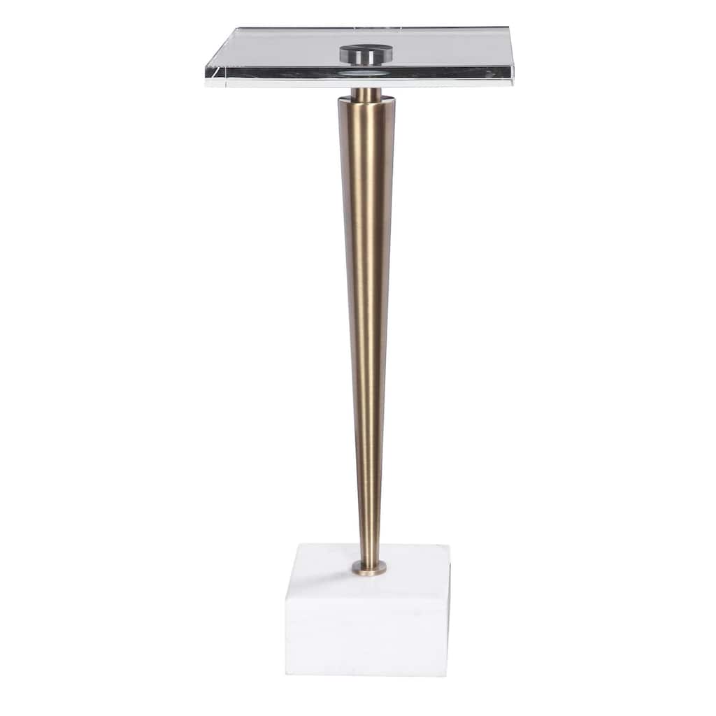 29" White and Gold Contemporary Square Drink Table