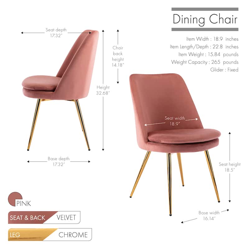 Porthos Home Tori Velvet Gold Legs Kitchen Dining Room Chair