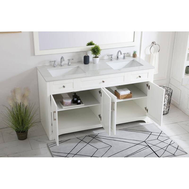 Elegant Lighting VF17060D Moore 60" Free Standing Double Basin Vanity