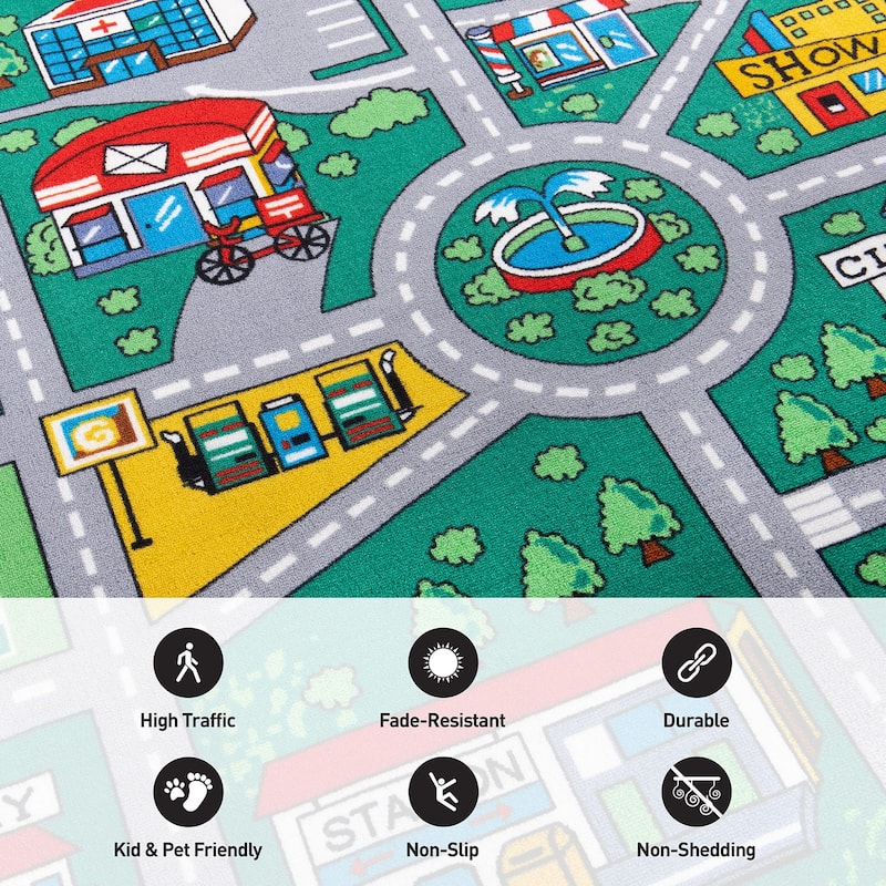 Kids Playmat Road Traffic Educational Non Slip Area Rug