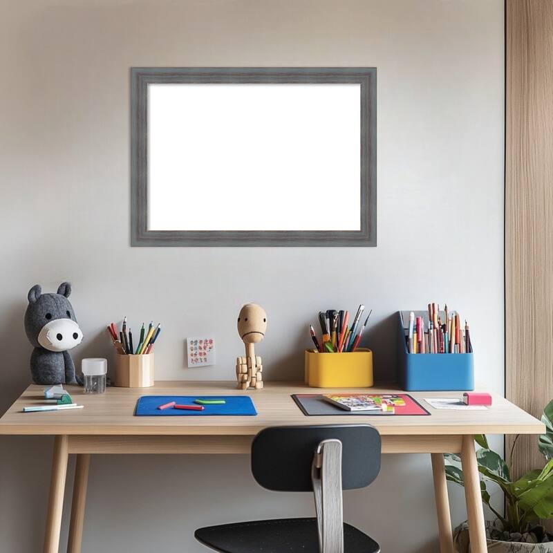 Amanti Art Dixie Blue Grey Rustic Framed Dry Erase Magnetic Board