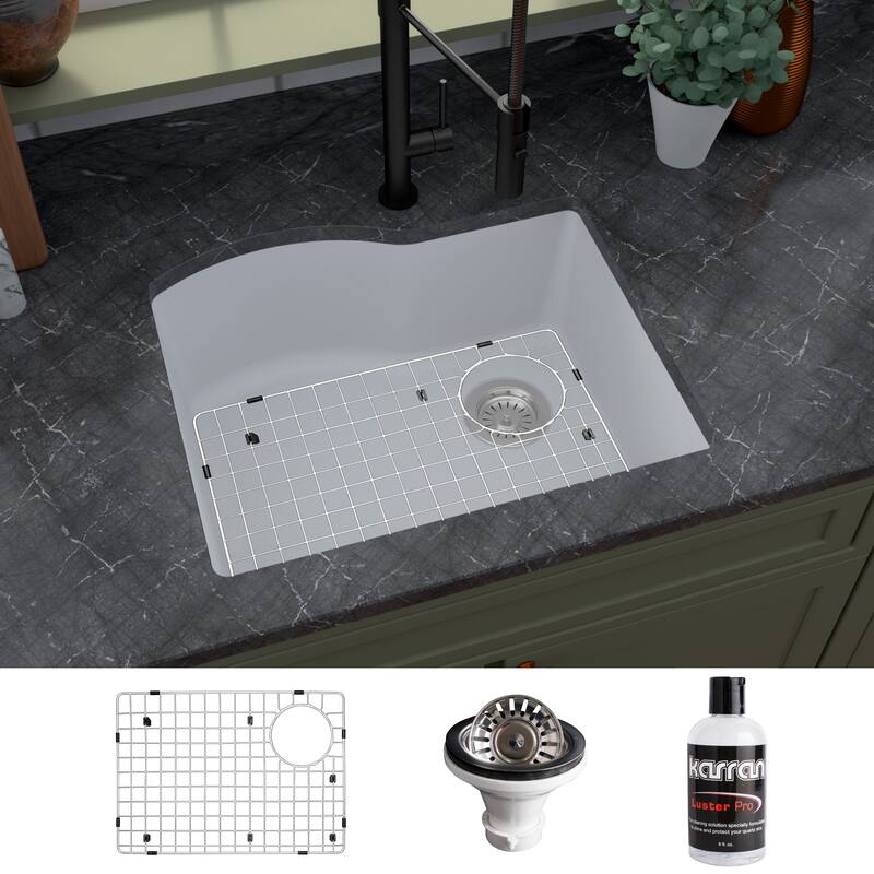 Karran Undermount Quartz 24 in. Single Bowl Kitchen Sink Kit