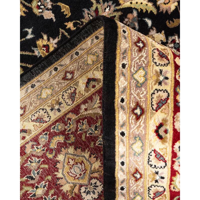 Overton Hand Knotted Wool Vintage Inspired Traditional Mogul Black Area Rug - 9 x 12