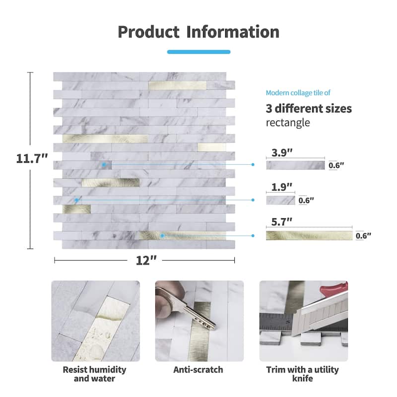 Art3d Peel and Stick Stone Backsplash Tile for Kitchen Bathroom(10 sq.ft/box)