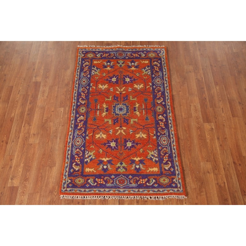 Heriz-Serapi Oriental Accent Rug Handmade Grey Wool Carpet - 3'0"x 4'11"