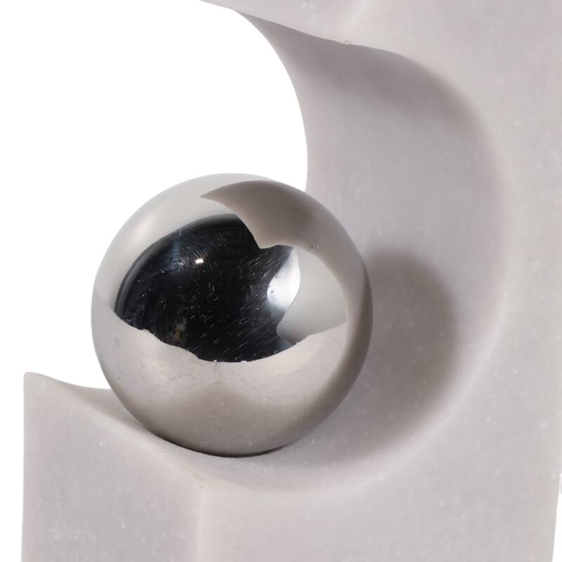 Resin Metal Bookends Sculptural Metallic Accent (Set of 2) - 10" White - 7.75" x 3" x 10"