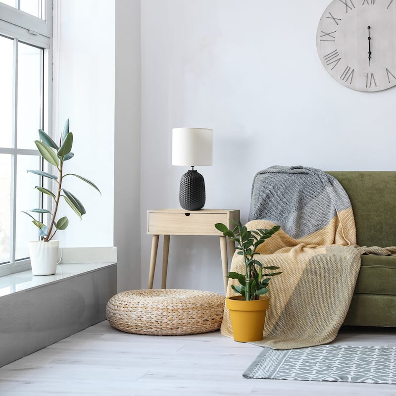 20.4" Purled Texture Lamp with White Fabric Shade