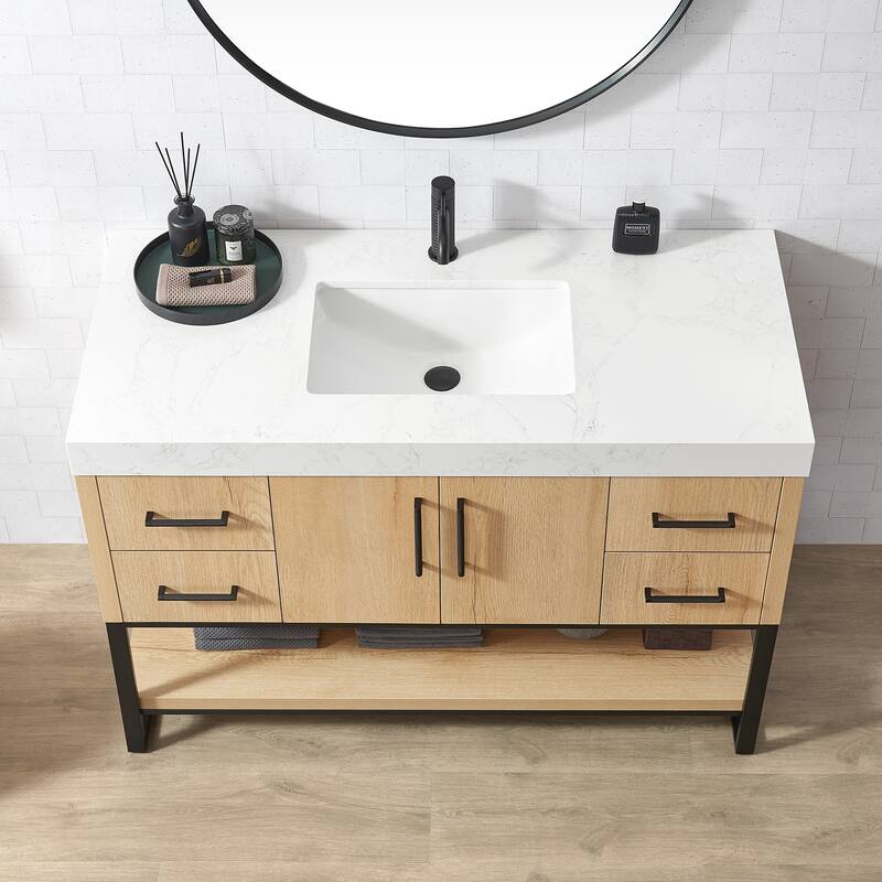 Kolkata Bathroom Vanity in Weathered Oak without Mirror