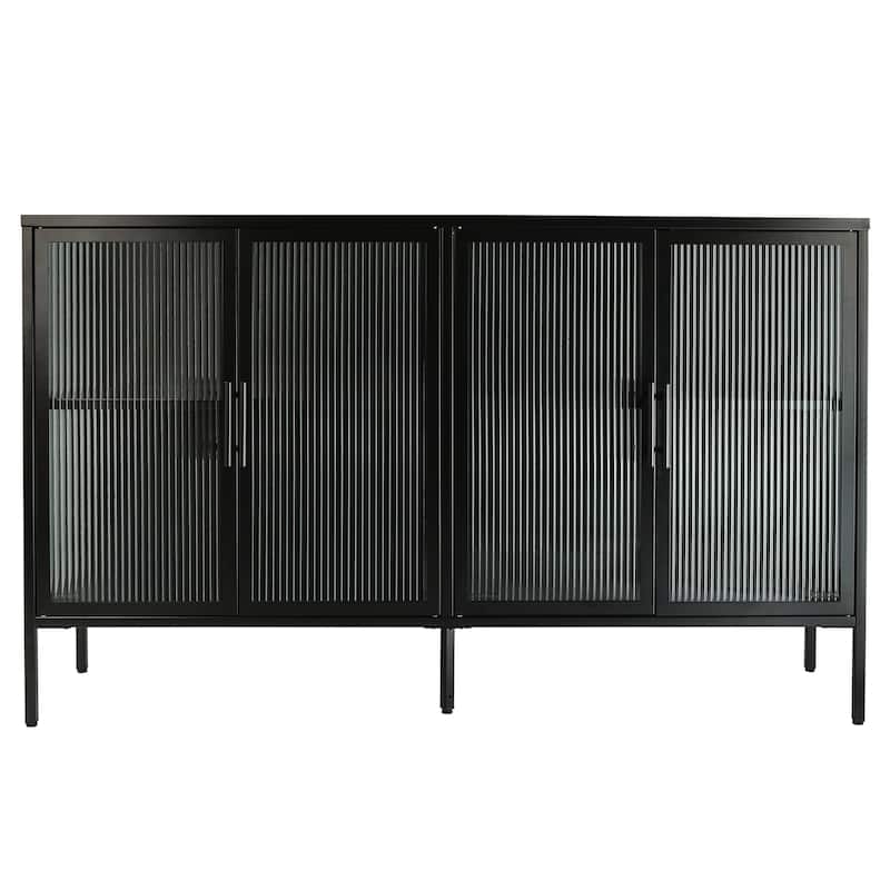 Metal Tempered Glass Cabinet with Adjustable Shelf