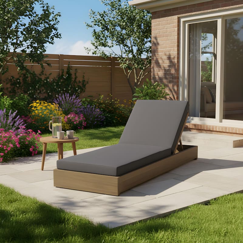 Ian Outdoor Acacia Wood Chaise Lounge with Cushion by Christopher Knight Home