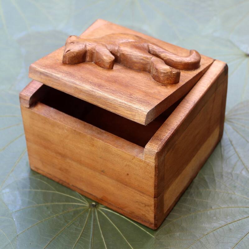 Novica Handmade Kangaroo Decorative Wood Box
