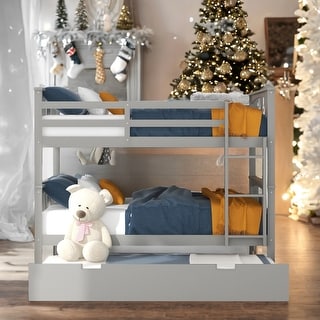 Full over Full Bunk Bed with Twin Size Trundle and Ladder