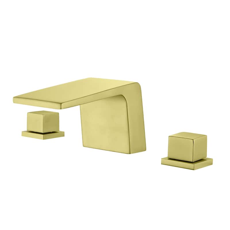 Widespread Bathroom Sink Faucet 3 Holes Waterfall Bathroom Faucet 8 Inch Modern Double Handle Vanity Basin Faucets With Valve - Brushed Gold