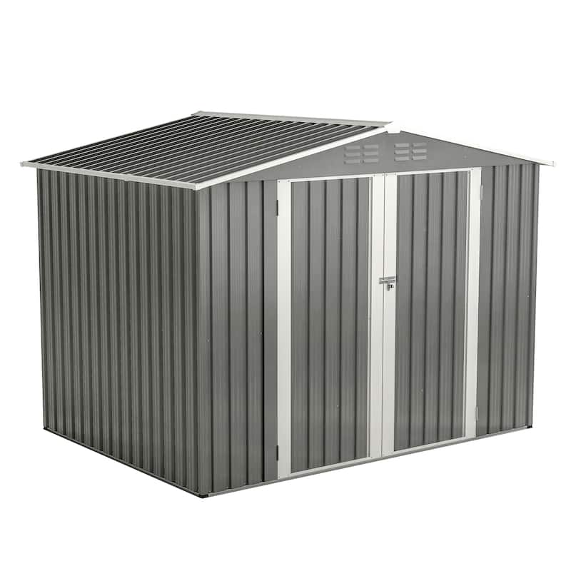 GDFStudio - Evelyn Spacious Outdoor Waterproof Tool Storage Shed with Durable Metal Frame