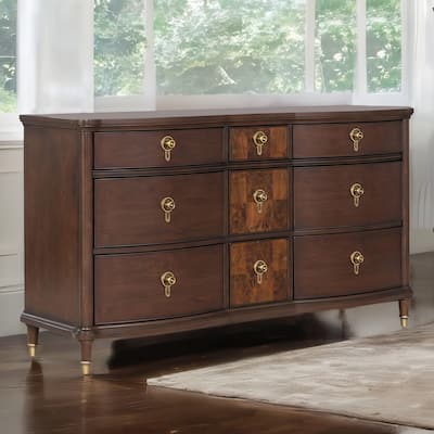 Furniture of America Prylen Modern Dark Cherry Solid Wood 9-Drawer Dresser