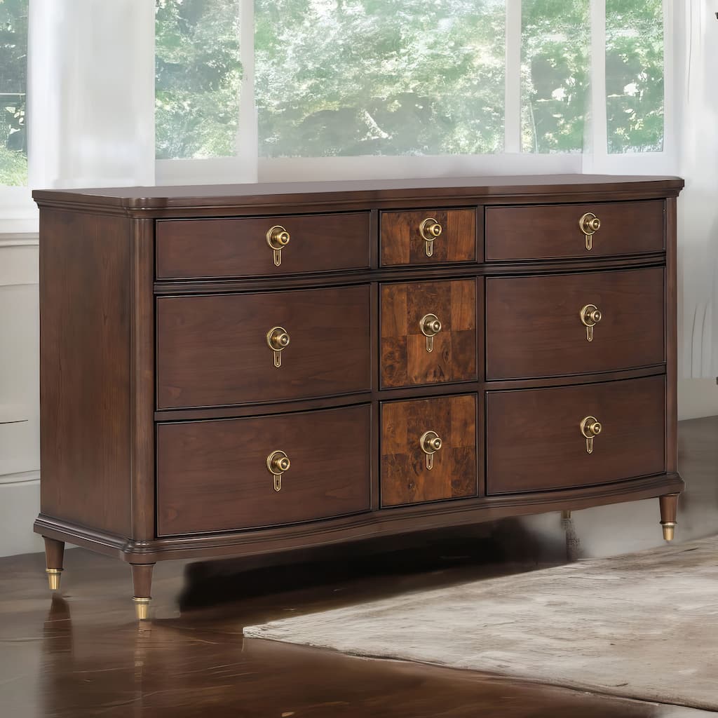 Furniture of America Prylen Modern Dark Cherry Solid Wood 9-Drawer Dresser
