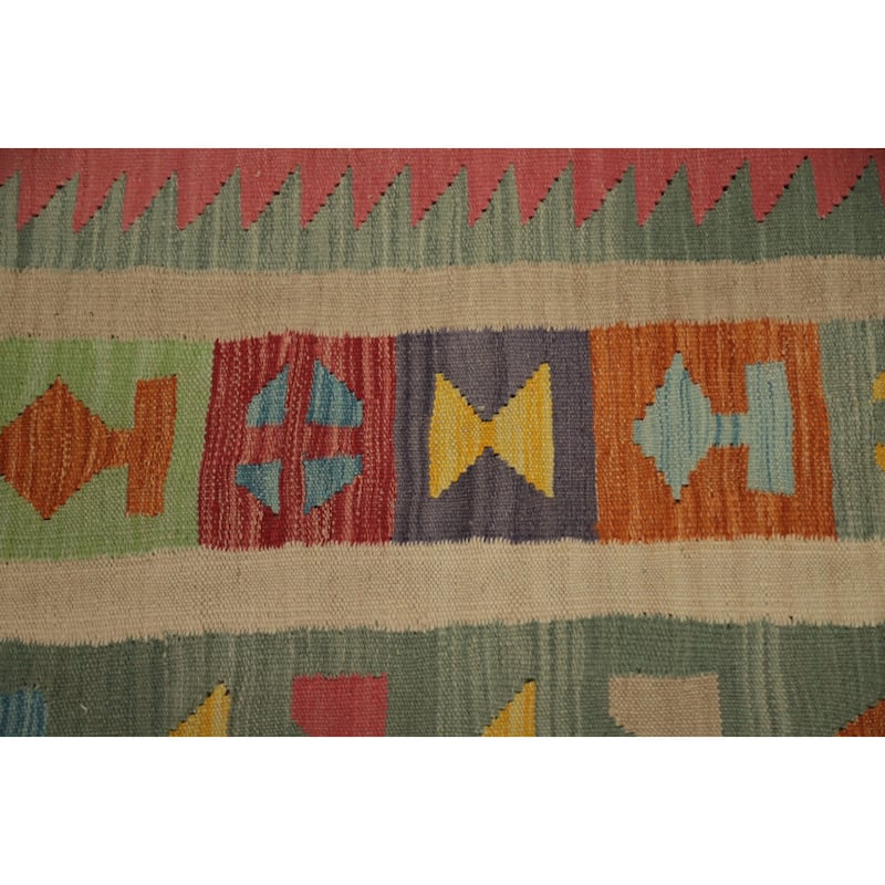 Hand Woven Oriental 100% Wool Carpet Southwestern Tribal Navy Blue & Blues Kilim Area Rug - 12' 11'' X 9' 8''