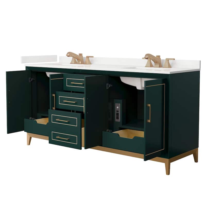 Wyndham Collection WCH515172D-QTZ-US3MXX Marlena 72" Free Standing