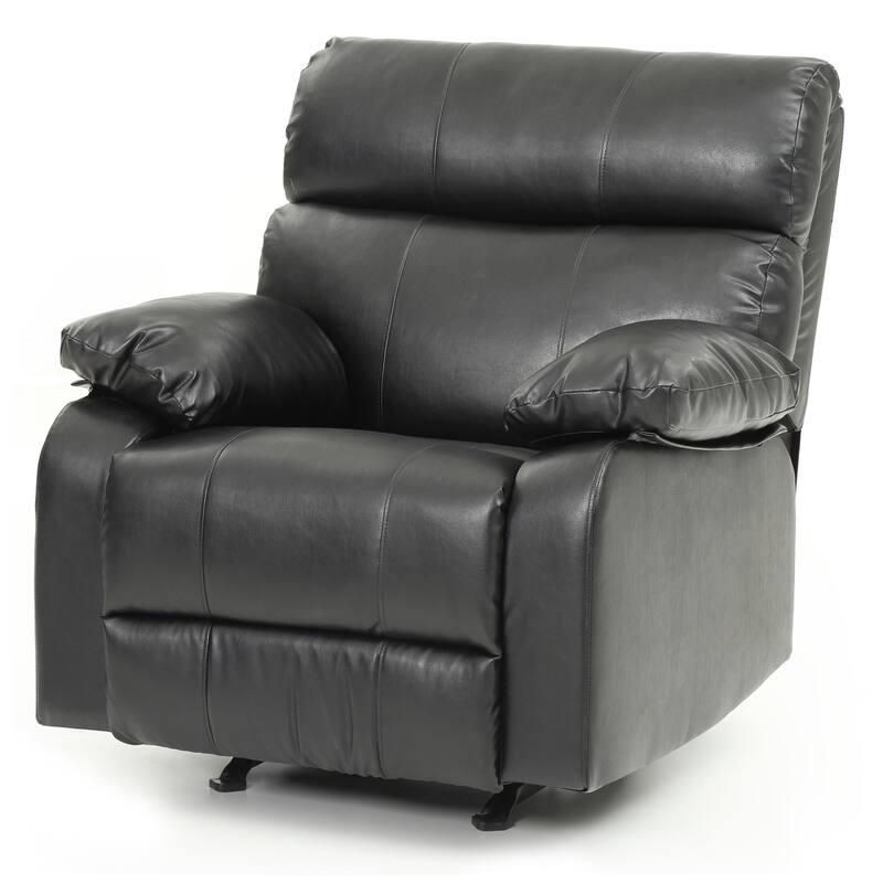 Oversized PU Leather Upholstered Rocker Recliner with Soft Thick Cushion and Pillow Top Arms.