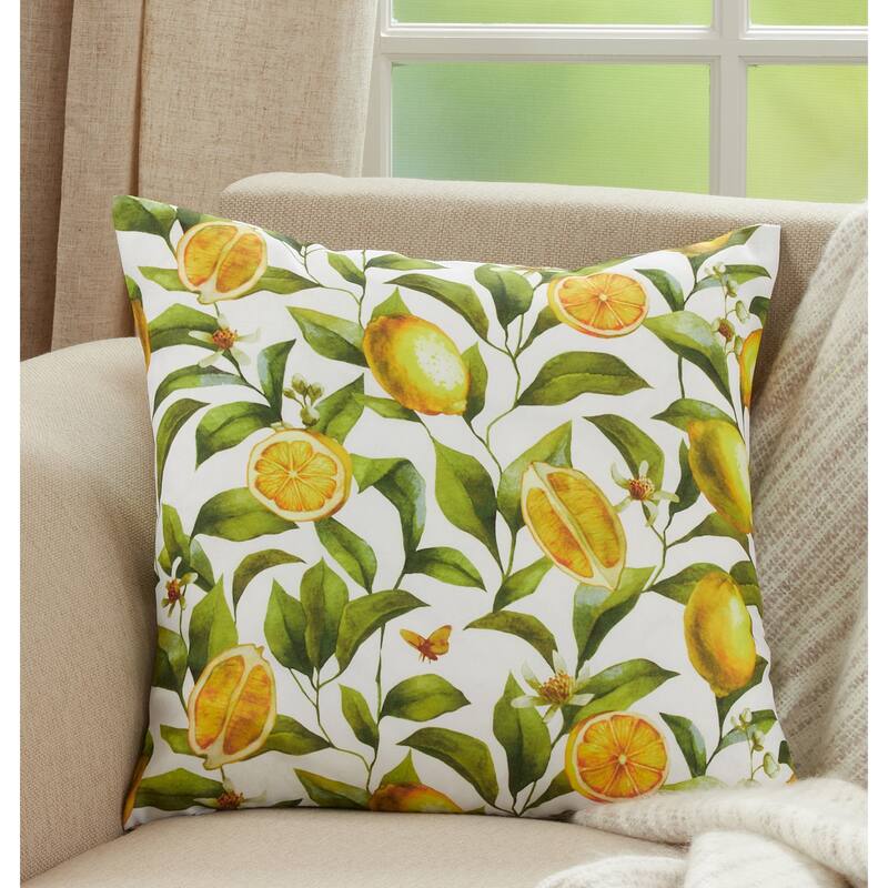 Poly-Filled Lemons Design Outdoor Throw Pillow