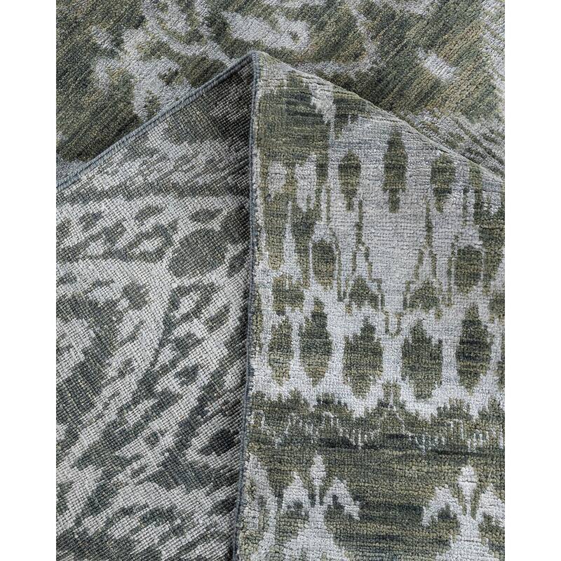 Ikat One-of-a-Kind Hand-Knotted Area Rug - Gray, 9' 0" x 12' 1" - 9' 0" x 12' 1"