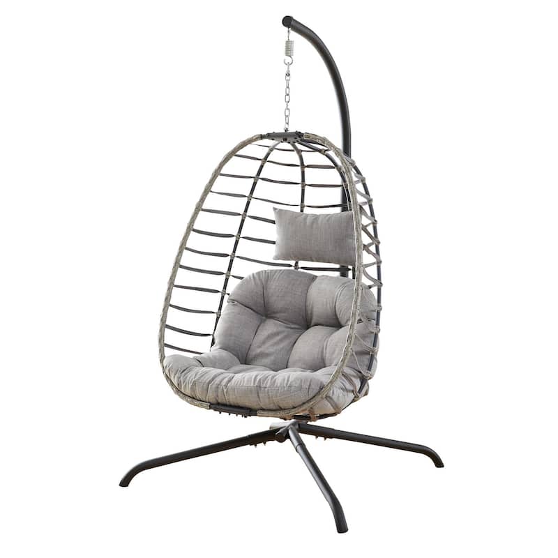 Wicker Outdoor Hanging Egg Swing Chair with Cushion