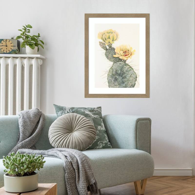 Missouri Prickly Pear From North American Wildflowers (1925) by Mary Vaux Walcott Wood Framed Wall Art Print