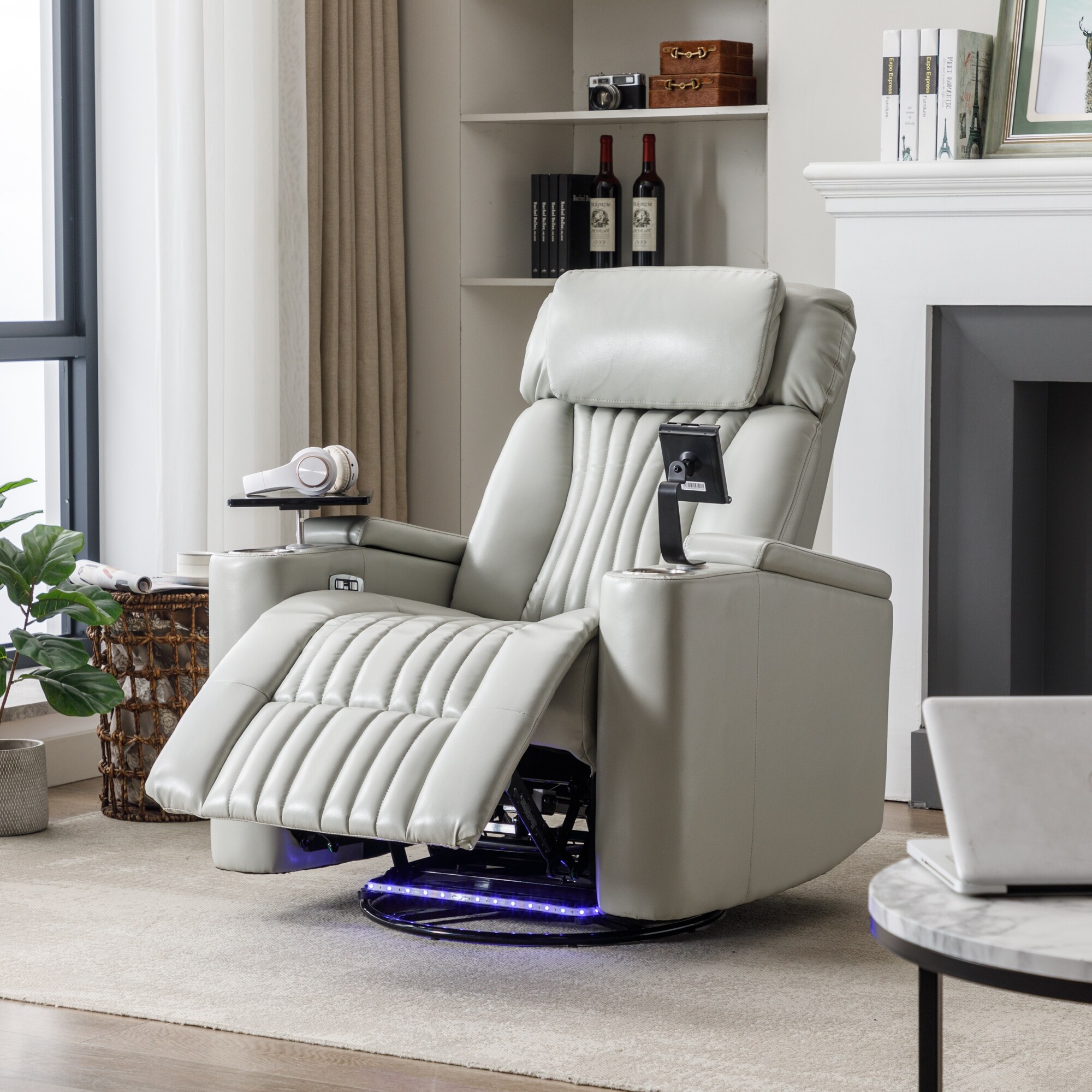 Recliner chair with cup store holder and storage