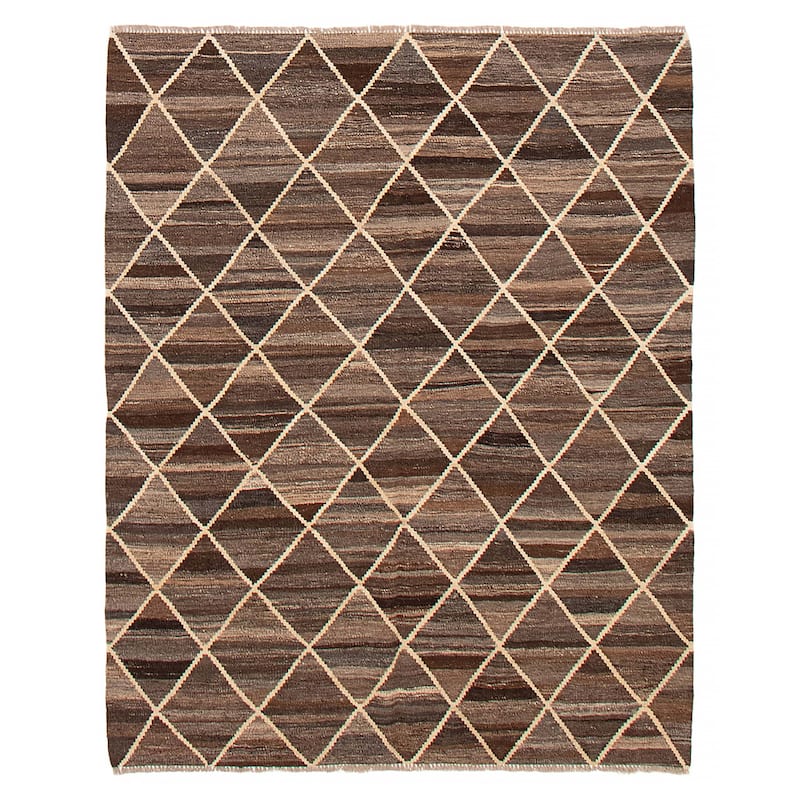 Sivas Brown Kilim 5'1" x 6'6" - 5'1 x 6'6 - Dark Brown - 5'1 x 6'6