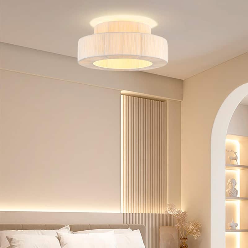 Maxax 1 - Light Raffia Dimmable Metal Drum Flush Mount