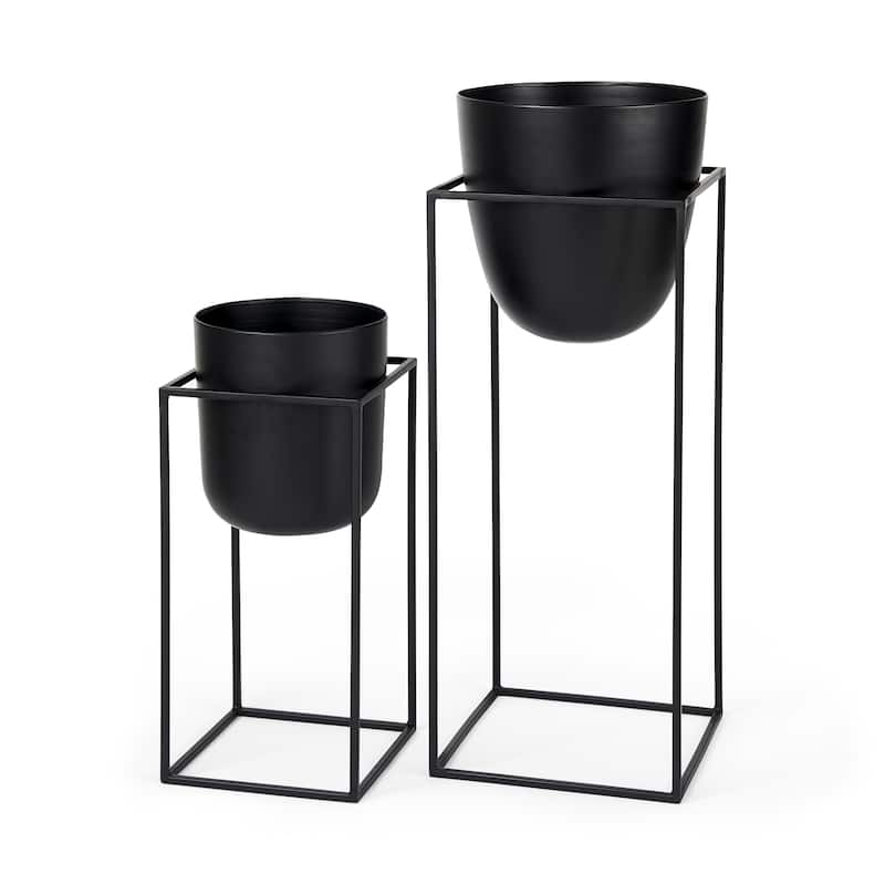 Bumble Black Metal Plant Stands (Set of 2) - Black