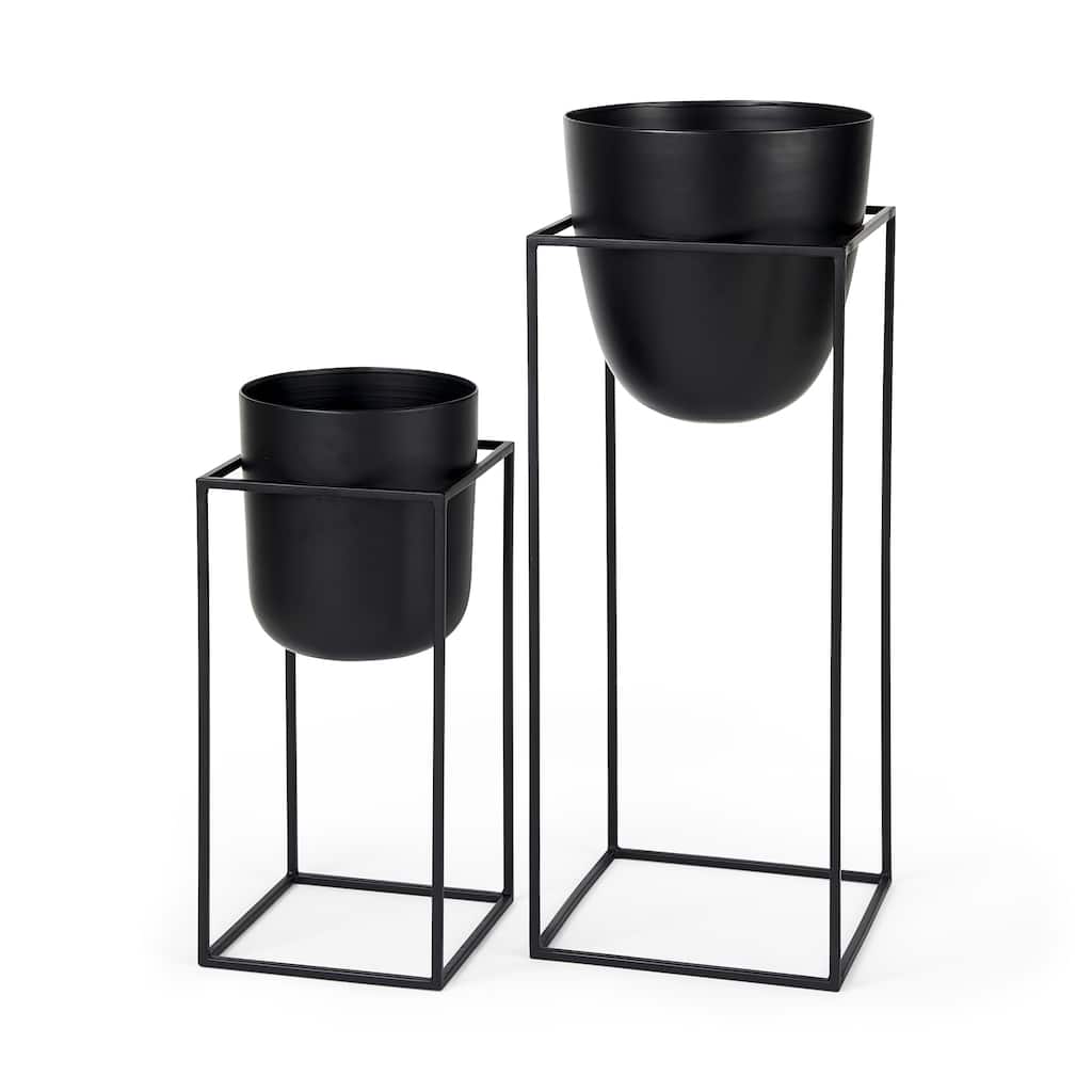 Bumble Black Metal Plant Stands (Set of 2)